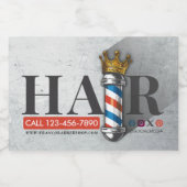 理容師ヘアショップキングクラウン理容師ポールヘアサロン フードラベル (シングルラベル)