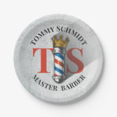 理容師ヘアショップキングクラウン理容師ポールヘアサロン ペーパープレート (正面)