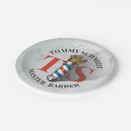 理容師ヘアショップキングクラウン理容師ポールヘアサロン ペーパープレート (アングル)