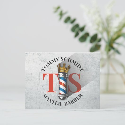 理容師ヘアショップキングクラウン理容師ポールヘアサロン ポストカード (スタンド正面)