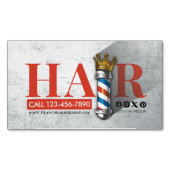 理容師ヘアショップキングクラウン理容師ポールヘアサロン マグネット名刺 (正面)