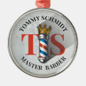 理容師ヘアショップキングクラウン理容師ポールヘアサロン メタルオーナメント (正面)