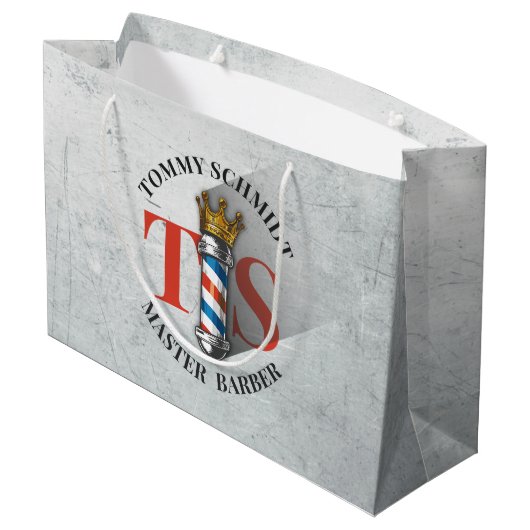理容師ヘアショップキングクラウン理容師ポールヘアサロン ラージペーパーバッグ (裏面アングル)