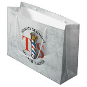 理容師ヘアショップキングクラウン理容師ポールヘアサロン ラージペーパーバッグ (正面アングル)