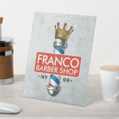 理容師ヘアショップキングクラウン理容師ポールヘアサロン 台座サイン (インサイチュ)