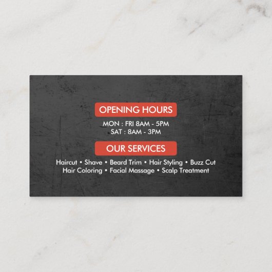 理容師ヘアショップキングクラウン理容師ポールヘアサロン 名刺 (裏面)