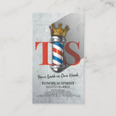 理容師ヘアショップキングクラウン理容師ポールヘアサロン 名刺 (正面)