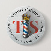 理容師ヘアショップキングクラウン理容師ポールヘアサロン 缶バッジ (正面)