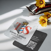 理容師ヘアショップクラウン王室の理容師ポールQRコード スクエア名刺