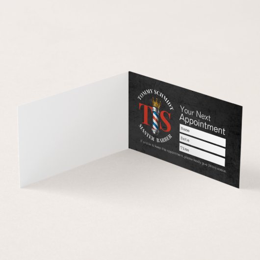 理容師ヘアショップクラウン理容師ポールアポイントメント 名刺 (内部)