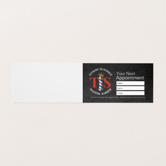 理容師ヘアショップクラウン理容師ポールアポイントメント 名刺 (内部フラット)