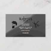 理容師ヘアスタイリストはさみヘアシルエット 名刺 (正面)