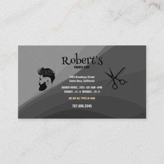 理容師ヘアスタイリストはさみヘアシルエット 名刺 (正面)