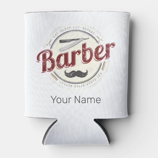 理容師ヘアハスラーヘアドレッサーレトロヘアスタイリスト 缶クーラー (正面)