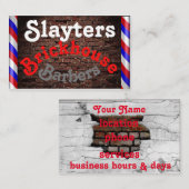 理容師ポーランド人およびaのレンガ壁の背景 名刺 (正面/裏面)