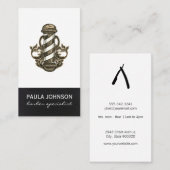 理容師ポールアポイントメントレザースタイリスト理容師 名刺 (正面/裏面)