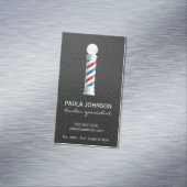 理容師ポールアポイントメントレザーバックグラウンド マグネット名刺 (インサイチュ)