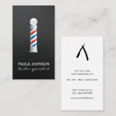 理容師ポールアポイントメントレザーバックグラウンド 名刺 (正面/裏面)