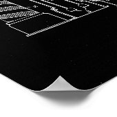 理容師ポールイラストレーションブラックアート特許プリント ポスター (角)