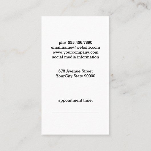 理容師ポールキャンディストライプの 予約カード (裏面)