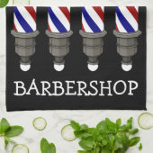 理容師ポールクラシックバータオルのパーソナライズ キッチンタオル (折り畳み)