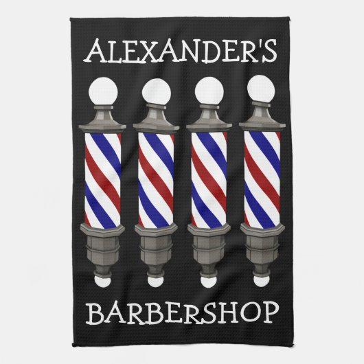 理容師ポールクラシックバータオルのパーソナライズ キッチンタオル (縦)