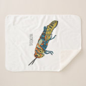 理容師ポールバッタ漫画イラストレーション シェルパブランケット (正面(横))