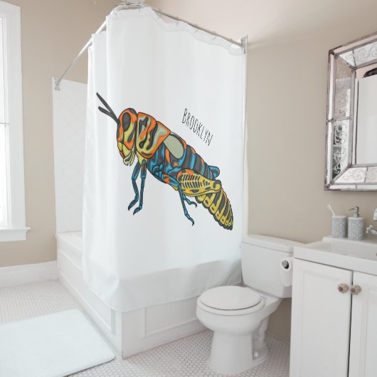 理容師ポールバッタ漫画イラストレーション シャワーカーテン (インサイチュ)