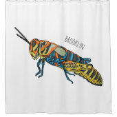 理容師ポールバッタ漫画イラストレーション シャワーカーテン (正面)