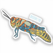 理容師ポールバッタ漫画イラストレーション シール (正面)