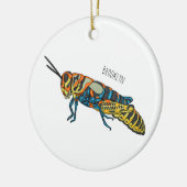 理容師ポールバッタ漫画イラストレーション セラミックオーナメント (左)