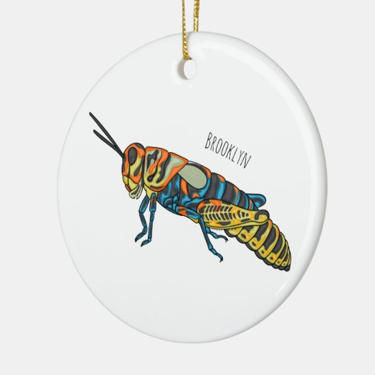 理容師ポールバッタ漫画イラストレーション セラミックオーナメント (左)