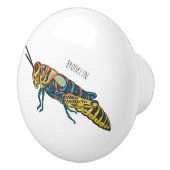 理容師ポールバッタ漫画イラストレーション セラミックノブ (右)