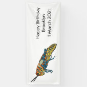 理容師ポールバッタ漫画イラストレーション 横断幕 (縦)