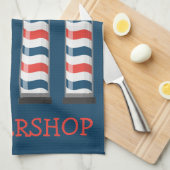 理容師ポールモダンバータオルのパーソナライズ キッチンタオル (四つ折り)