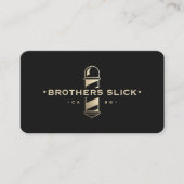 理容師ポールモダンバーバーショップエレガントブラックロイヤリティ 名刺 (正面)