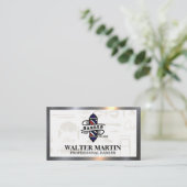 理容師ポールロゴ |メタリックスタイリッシュ 名刺 (スタンド正面)