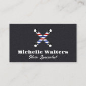 理容師ポールロゴ |レザーテクスチャ 名刺 (正面)