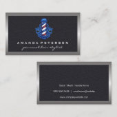 理容師ポールロゴ |レザー 名刺 (正面/裏面)