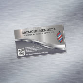 理容師ポールロゴ | QRコード |メタリックお洒落 マグネット名刺 (インサイチュ)