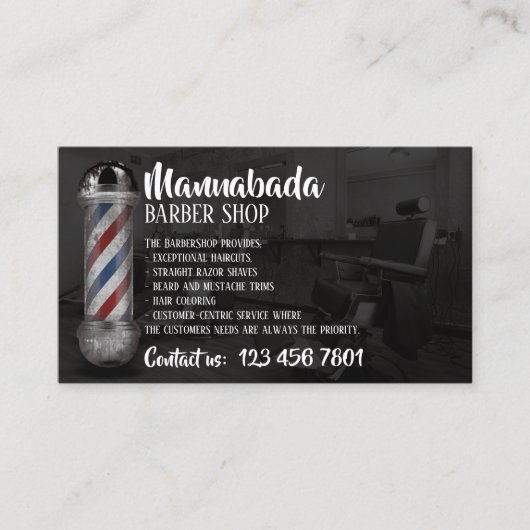 理容師ポール供給店カスタム写真 名刺 (正面)