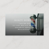 理容師ポール写真と口ひげロゴのバーバーバーショップ 名刺 (裏面)