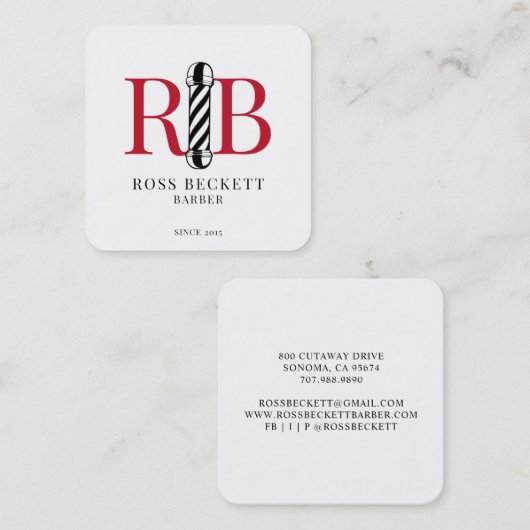 理容師ポール理容師美容師スクウェアC スクエア名刺 (正面/裏面)