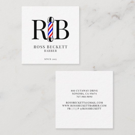 理容師ポール理容師美容師スクウェアC スクエア名刺 (正面/裏面)