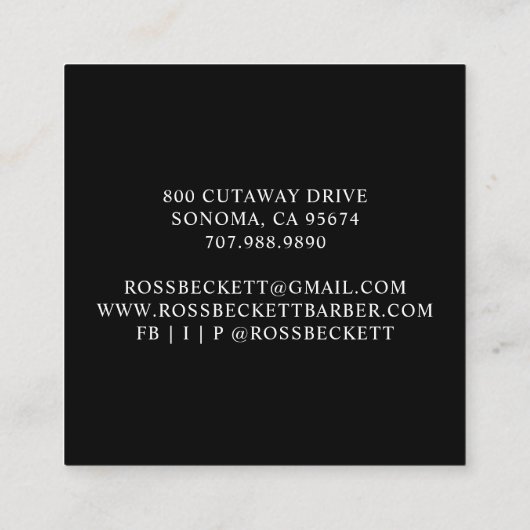 理容師ポール理容師美容師白黒 スクエア名刺 (裏面)