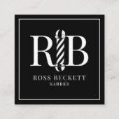 理容師ポール理容師美容師白黒 スクエア名刺 (正面)