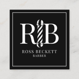理容師ポール理容師美容師白黒 スクエア名刺