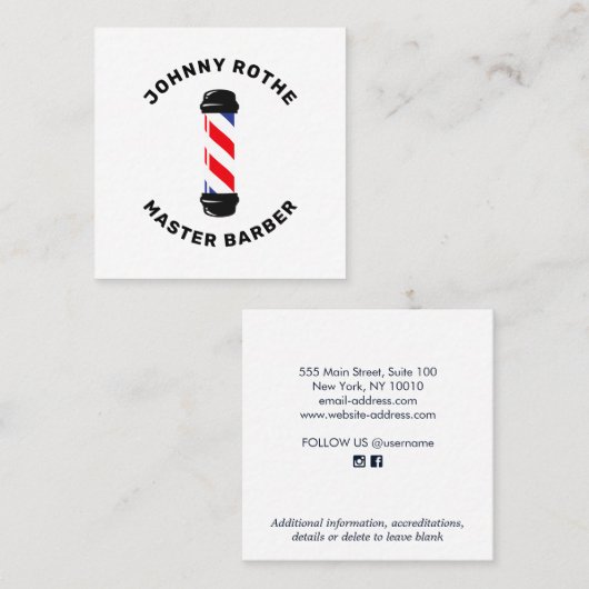 理容師ポール美容師名刺 スクエア名刺 (正面/裏面)