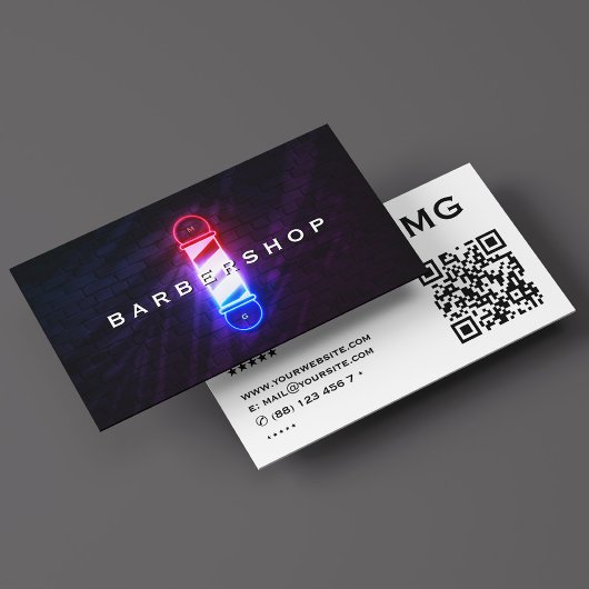 理容師ポール赤白青グローバーバーショップレトロ 名刺