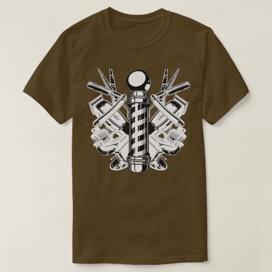 理容師ポール3 Tシャツ (デザイン正面)